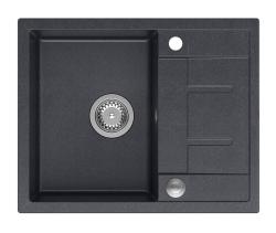 Quadri Dalton ανθρακί γρανίτης εντοιχιζόμενος νεροχύτης με επιφάνεια αποστράγγισης 62x50cm με ανοξείδωτο πώμα 1208967570