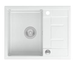 Quadri Dalton λευκός γρανίτης επιτραπέζιος νεροχύτης με επιφάνεια αποστράγγισης 62x50cm με ανοξείδωτο πώμα 1208967573