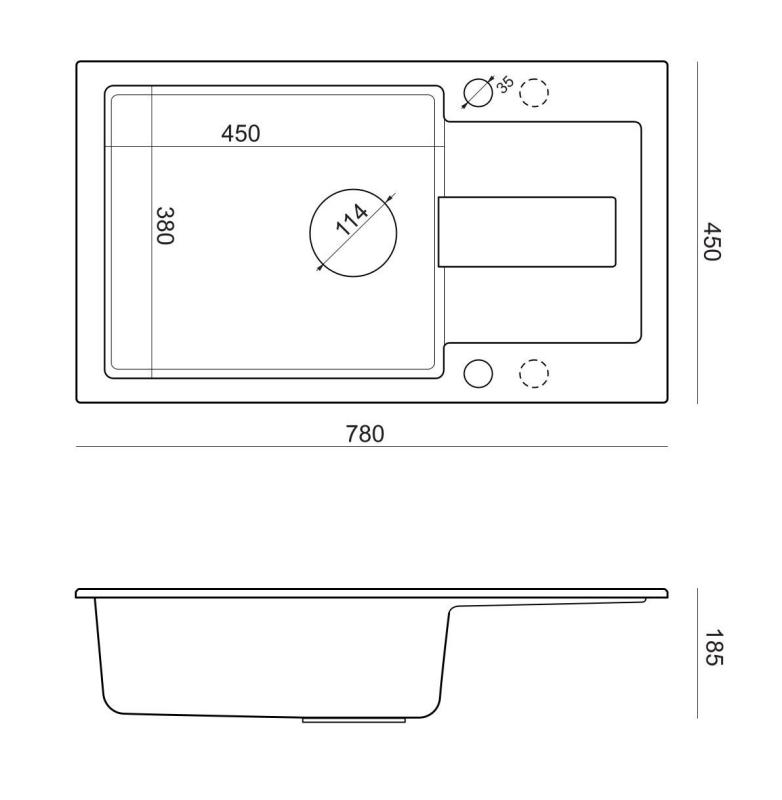 Quadri Sutton XL μπεζ αμμώδης γρανίτης επιτραπέζιος νεροχύτης 78x45cm με αναστρέψιμη επιφάνεια στραγγίσματος και μπεζ τάπα 1208967577