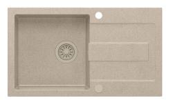 Quadri Sutton μπεζ αμμώδης γρανίτης εντοιχισμένος νεροχύτης 78x45cm με επιφάνεια αποστράγγισης αναστρέψιμος με μπεζ βαλβίδα 1208967579