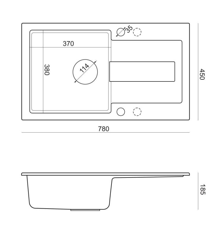 Quadri Sutton μπεζ αμμώδης γρανίτης εντοιχισμένος νεροχύτης 78x45cm με επιφάνεια αποστράγγισης αναστρέψιμος με μπεζ βαλβίδα 1208967579