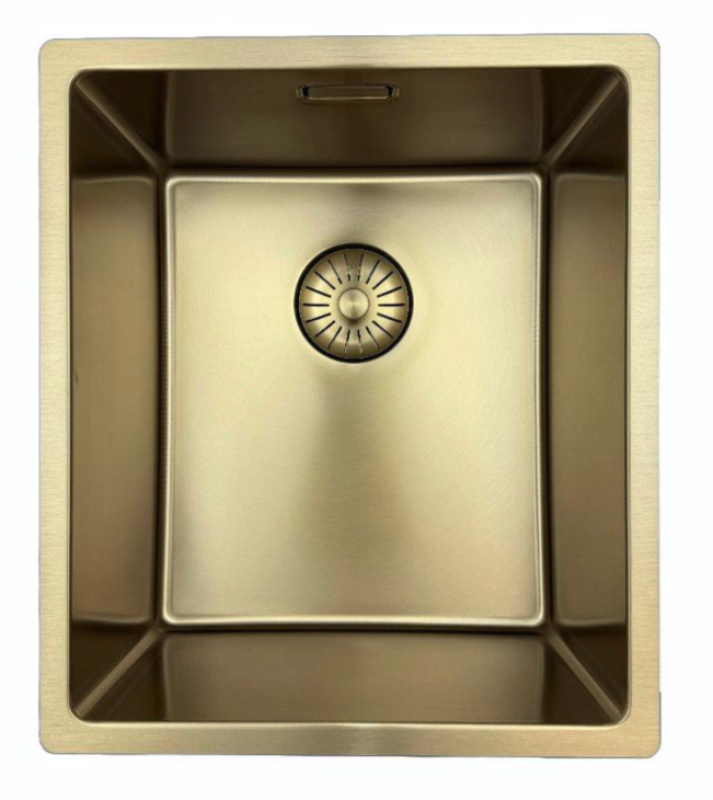 Pure.Sink Prestige νεροχύτης 34x40 cm PVD Χρυσό, ακτίνα 10 mm, για υποκατασκευή, επίπεδη ενσωμάτωση και επιφάνεια εγκατάστασης PPG3440-60