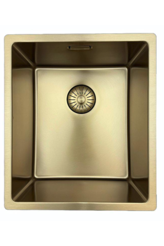 Pure.Sink Prestige νεροχύτης 34x40 cm PVD Χρυσό, ακτίνα 10 mm, για υποκατασκευή, επίπεδη ενσωμάτωση και επιφάνεια εγκατάστασης PPG3440-60