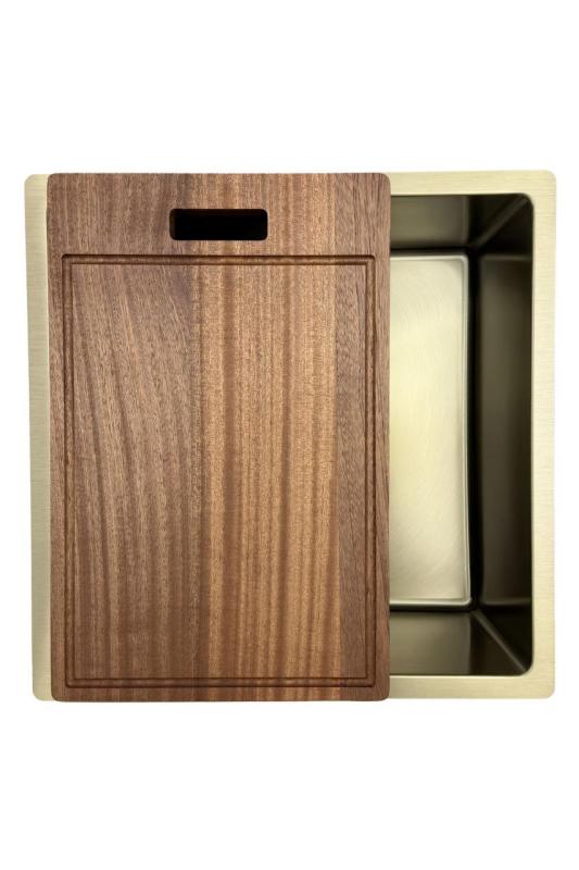 Pure.Sink Prestige νεροχύτης 40x40 cm PVD Χρυσό 10mm ακτίνα υποκατασκευή, επίπεδη κατασκευή και επικάλυψη PPG4040-60