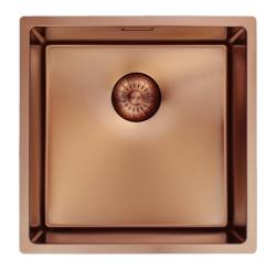 Pure.Sink Prestige νεροχύτης 40x40 cm PVD Χαλκός, ακτίνα 10 mm, για υποκατασκευή, επίπεδη ενσωμάτωση και επιφάνεια εγκατάστασης PPG4040-62