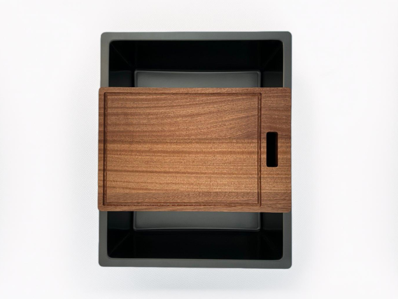 Pure.Sink Prestige νεροχύτης 50x40 cm PVD Gun Metal, ακτίνα 10 mm, για υποκατασκευή, επίπεδη ενσωμάτωση και επιφάνεια εγκατάστασης PPG5040-61