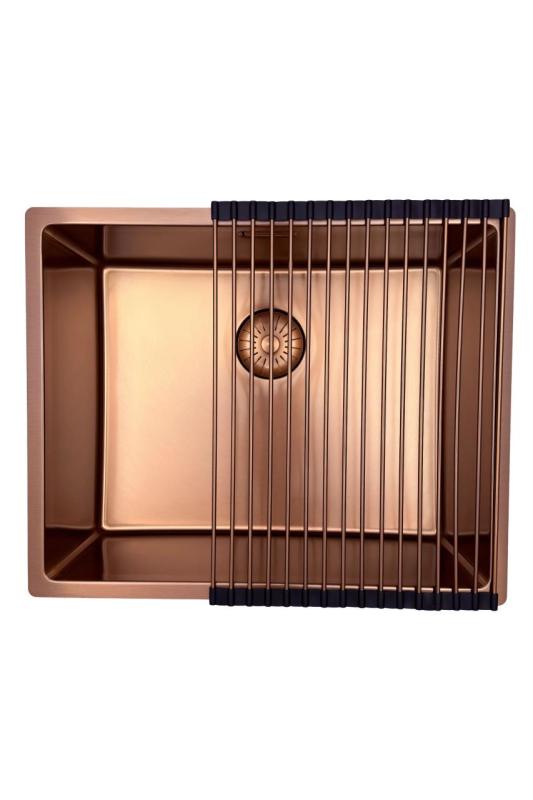 Pure.Sink Prestige νεροχύτης 50x40 cm PVD Χαλκός, ακτίνα 10 mm, για υποκατασκευή, επίπεδη ενσωμάτωση και επιφάνεια εγκατάστασης PPG5040-62