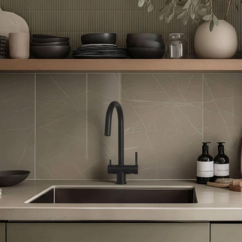 Quadri Leichester Μπαταρία Κουζίνας Μαύρη 3-δρόμων με επιπλέον σύνδεση για φιλτραρισμένο νερό 1208967671