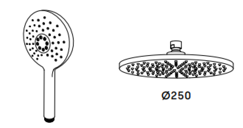 Waterevolution Flow ντουςcombinatie με κεφαλή ντους βροχής PVD χρυσό White Gold 250mm T141NR25WGE