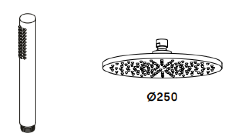 Waterevolution Flow θερμοστατικός ντους με κεφαλή βροχής ματ μαύρο 250mm T141TN25PR