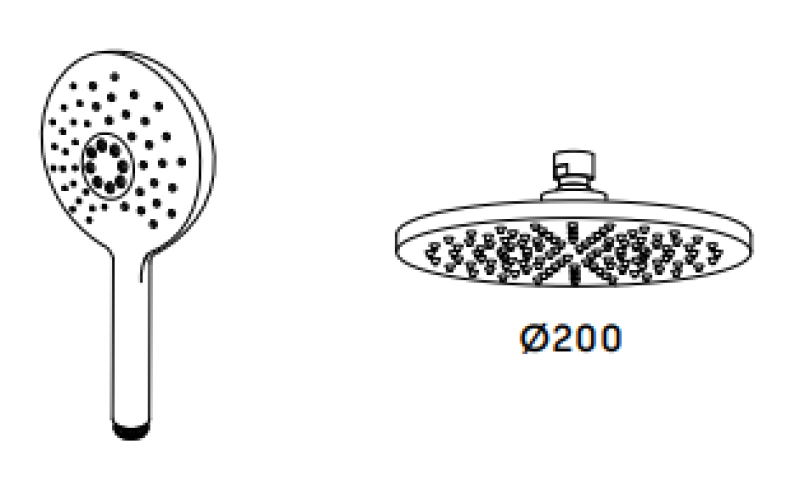 Waterevolution Flow θερμοστατική ντουζιέρα με βροχή μαύρο ματ 200mm στρογγυλό T141TNRPR