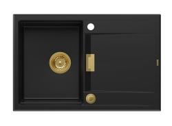 Quadri Minton Γρανιτένιος Νεροχύτης Επιφάνειας 76x50cm με Αντιστρέψιμο Στραγγιστήρι και Χρυσό Βύσμα 1208967739