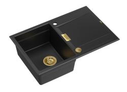 Quadri Minton Γρανιτένιος Νεροχύτης Επιφάνειας 76x50cm με Αντιστρέψιμο Στραγγιστήρι και Χρυσό Βύσμα 1208967739