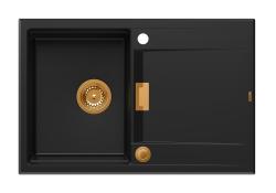 Quadri Minton Γρανίτης Νεροχύτης Επιφάνειας 76x50cm με Αναστρέψιμο Στραγγιστήρι και Χάλκινο Βύσμα 1208967740