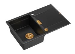 Quadri Minton Γρανίτης Νεροχύτης Επιφάνειας 76x50cm με Αναστρέψιμο Στραγγιστήρι και Χάλκινο Βύσμα 1208967740