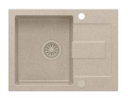 Quadri Sutton Μπεζ Αμμοχρώματος Γρανιτένιος Νιπτήρας Άνω Πάγκου 60x45cm με Επιφάνεια Αποστράγγισης, Αντιστρέψιμος με Μπεζ Πώμα - 1208967751
