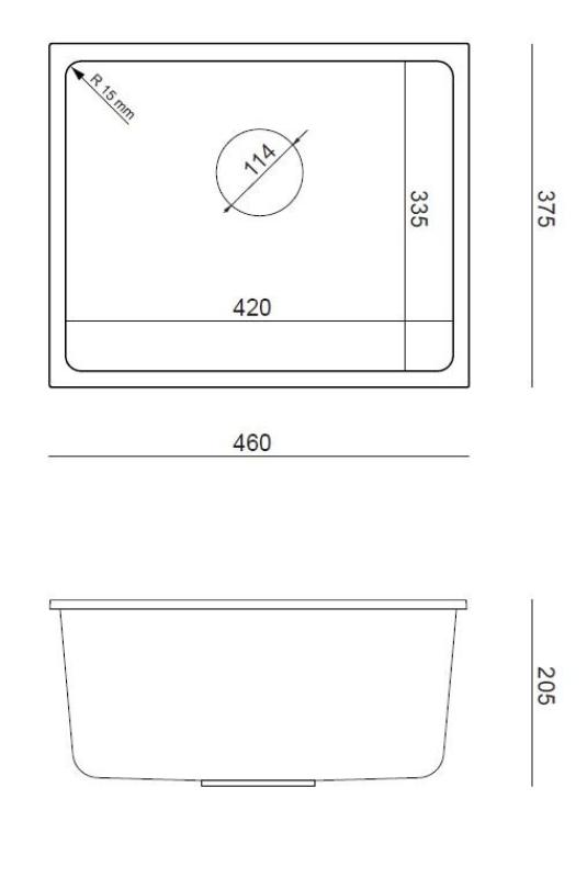 Quadri Elston Λευκός Γρανίτης Υποκατασκευής Νεροχύτης 420x335mm με Ανοξείδωτο Ατσάλι Πώμα 1208967776