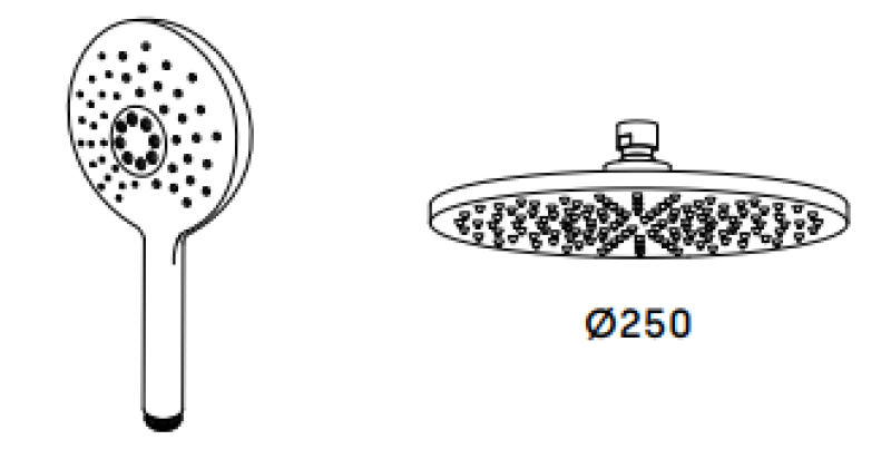 Waterevolution Flow θερμοστατική ντουζιέρα με ντους βροχής από ανοξείδωτο ατσάλι 250 mm στρογγυλή T141TNR25IE