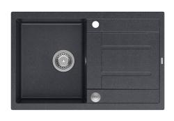 Quadri Sheffield Ανθρακί Γρανίτης Επικαθήμενος Νεροχύτης 78x50cm με Στραγγιστήρι και Ανοξείδωτο Πώμα - 1208967794