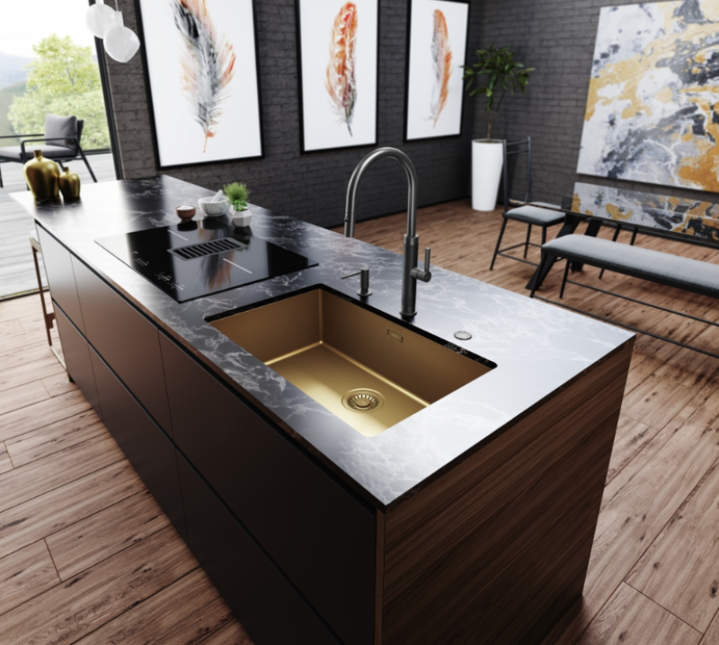 Φράνκε Mύθος Masterpiece μπαταρία κουζίνας σε ανθρακί με J-στόμιο και αποσπώμενο ντους ψεκασμού - 115.0711.555