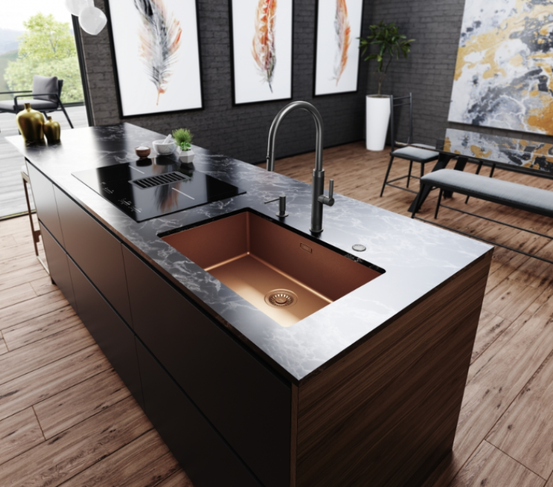 Φράνκε Mύθος Masterpiece μπαταρία κουζίνας σε ανθρακί με J-στόμιο και αποσπώμενο ντους ψεκασμού - 115.0711.555