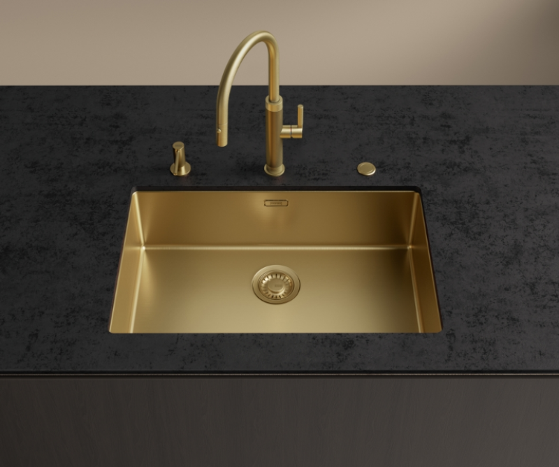 Φράνκε Mythos Masterpiece Μπαταρία Κουζίνας Χρυσή με J-στόμιο και Εξαγώμενο Ντουζ - 115.0711.558