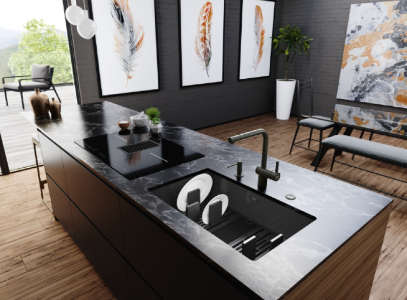 Franke Mythos Masterpiece BXM 210.68 Μεγάλο Πυροβόλο Μεταλλικό Νεροχύτη PVD Ανθρακί 685x410mm Επίπεδη Κατασκευή και Υποκατασκευή - 127.0676.885