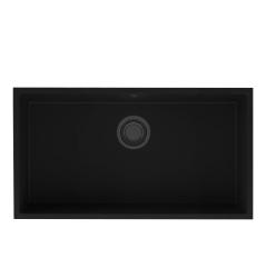 GraniteMy Universal Μεγάλος Μαύρος Γρανιτένιος Νεροχύτης 74x40 cm με βαλβίδα gun metal - 1208967896