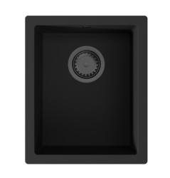 GraniteMy Universal Μαύρος Γρανιτένιος Νεροχύτης 34x40 cm μαύρο επιτραπέζιο, υποκατασκευή και ενσωματωμένο με βύσμα gun metal 1208967901