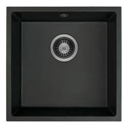 GraniteMy Universal Μαύρος Γρανιτένιος Νεροχύτης 40x40 cm μαύρος επιφάνειας, υποκατασκευής και επίπεδης εγκατάστασης με Gun metal βαλβίδα 1208967906
