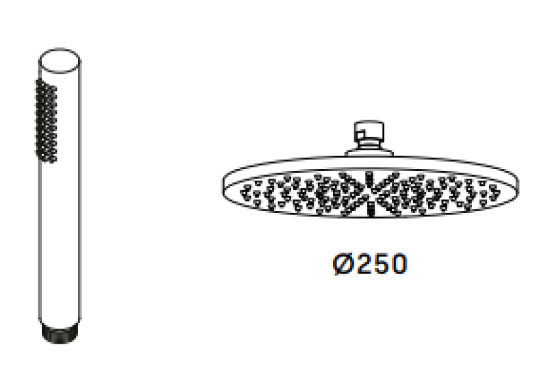 WaterEvolution Flow τριών δρόμων μπαταρία ντους με χειροκίνητο και κεφαλή ντους χρώμιο 250mm T131N2501