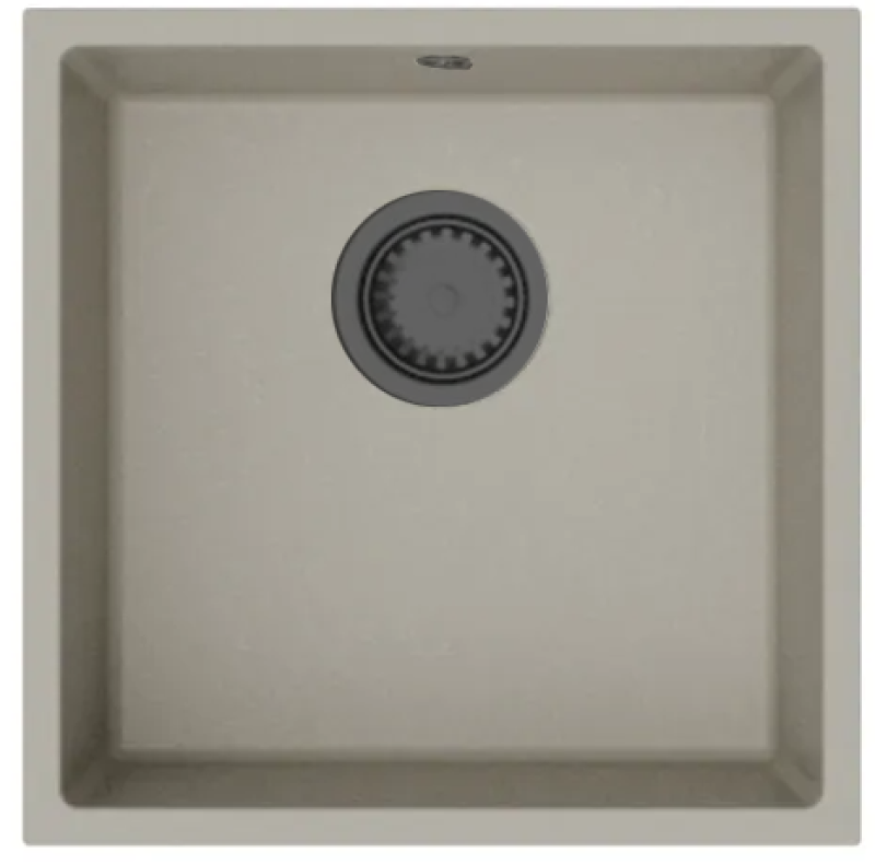 GraniteMy Universal Taupe Γρανιτένιος Νεροχύτης 40x40 cm επιτραπέζιος, υποκατασκευή και ενσωματωμένος με gun metal τάπα - 1208967913