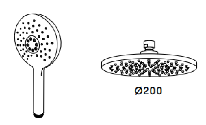 WaterEvolution Flow τριών κατευθύνσεων μίξερ ντους με hoofd-ντους και στρογγυλό χειροκίνητο ντους Λευκό T131NRBR