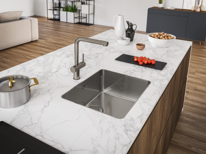 Φράνκε Active Twist Μπαταρία Μίξερ Μονού Χειριστηρίου Ανοξείδωτο Ατσάλι με Σταθερή Ροή και Ενσωματωμένο Χειρισμό Αποχέτευσης 115.0653.504