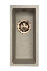 GraniteMy Universal γρανίτης μπεζ άμμος μικρός νεροχύτης 17x40 cm επιφανειακή εγκατάσταση και επίπεδη εγκατάσταση με χάλκινο πώμα 1208968004
