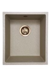 GraniteMy Universal γρανιτένιος μπεζ νεροχύτης 34x40 cm επιτραπέζιος, υποκαθήμενος και επίπεδης τοποθέτησης με χάλκινη τάπα 1208968009.