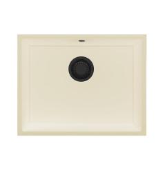 GraniteMy Universal γρανίτης μπεζ νεροχύτης 55x40 εκατοστά επιφάνειας, εντοιχισμένος και επίπεδος εντοιχισμός με μαύρο πώμα 1208968015