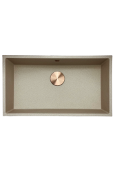 GraniteMy Universal γρανιτένιο μπεζ νεροχύτη 74x40 cm επιτραπέζιο και ενσωματωμένο με χαλκό βύσμα 1208968019