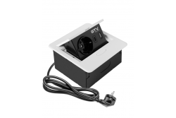 AVARO Εντοιχισμένη Πρίζα Επίπλων, 1x Πρίζα Schuko, USB A+C, Καλώδιο 1,5m, Λευκό