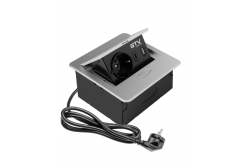 AVARO Εντοιχισμένη Πρίζα Επίπλων, 1x Πρίζα Schuko, USB A+C, Καλώδιο 1,5m, Ασημί