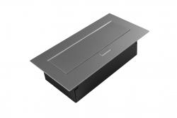 Έπιπλο υποδοχής 2x υποδοχή με γείωση, USB A+C, καλώδιο τροφοδοσίας με φις, αλουμίνιο