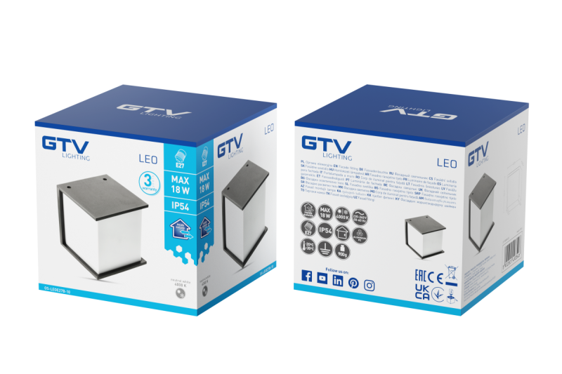 Φασάδα φωτιστικό LEO, E27, ΜΑΧ. 18W, IP54, AC220-240V, 50/60Hz, μαύρο