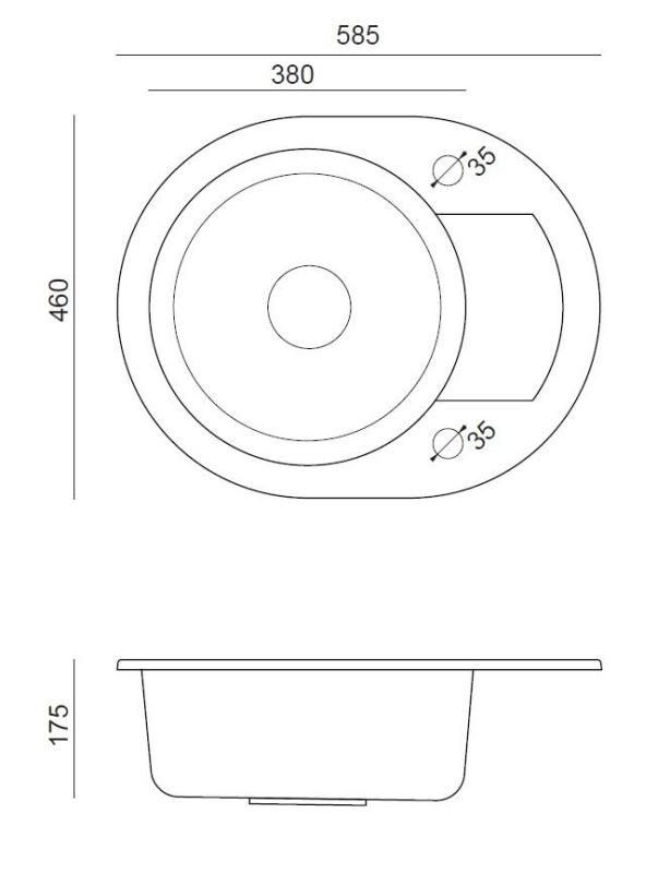Quadri Λονδίνο Beije Άμμος Γρανίτης Στρογγυλός Νεροχύτης με Στραγγιστήρι και Βαλβίδα Ανοξείδωτου Χάλυβα 585x460mm Αντιστρέψιμος - 1208969495
