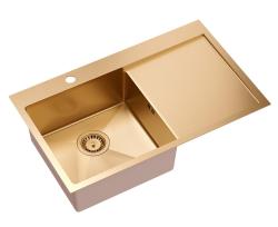 Aquadesign Clara Νεροχύτης Χαλκού 78x48cm Επιτραπέζιος ή Εντοιχισμένος με Στραγγιστήρι, Θέση για Βρύση και Χάλκινη Βαλβίδα - 1208969500