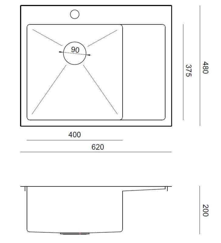 Aquadesign Clara Νεροχύτης Χρυσός 62x48cm Επιτραπέζιος ή Ενσωματωμένος με Στεγνωτήριο, Βάση για Βρύση και Χρυσό Πώμα - 1208969502