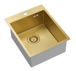 Aquadesign Clara Νεροχύτης Χρυσός 40x50cm Επιτραπέζιος ή Εντοιχισμένος με Θέση για Μπαταρία και Χρυσό Βύσμα - 1208969506