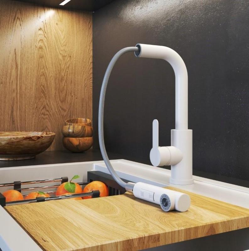 Graniteland Celeste Κουζινόμπρεστα Λευκό με Αποσπώμενη Ροή και Διπλή Λειτουργία Ντουζιέρας 1208969526