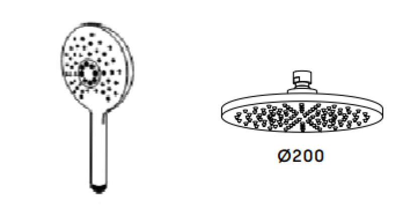 Επανάσταση Νερού Flow θερμοστατική μπαταρία ντουζ τριών δρόμων με κεφαλή ντουζ και στρογγυλή χειρολαβή ντουζ από ανοξείδωτο χάλυβα T131TNRIE