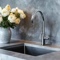 Waterevolution Flow μπαταρία κουζίνας με στρογγυλό περιστρεφόμενο στόμιο χρώμιο T158U01