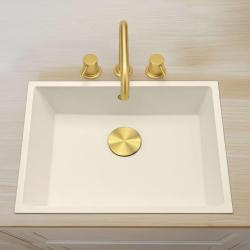 Waterevolution Flow Μικτή βρύση κουζίνας 3 οπών με περιστρεφόμενη έξοδο και σύνδεση φιλτραρισμένου νερού, χρυσό T152HWGE